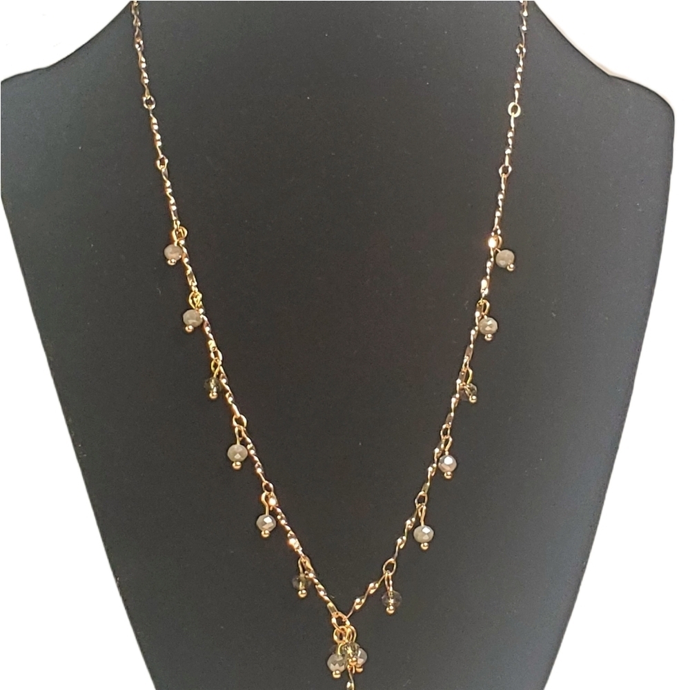 Petite Duo-Tone Bauble Twisted Link Lariat Drop Necklace NWT